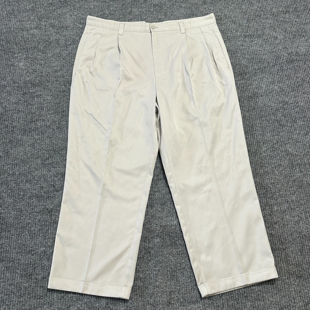 Dockers Tour Mens Dress Pants Size 38x32 Beige Pleated Front Cuffed High Rise